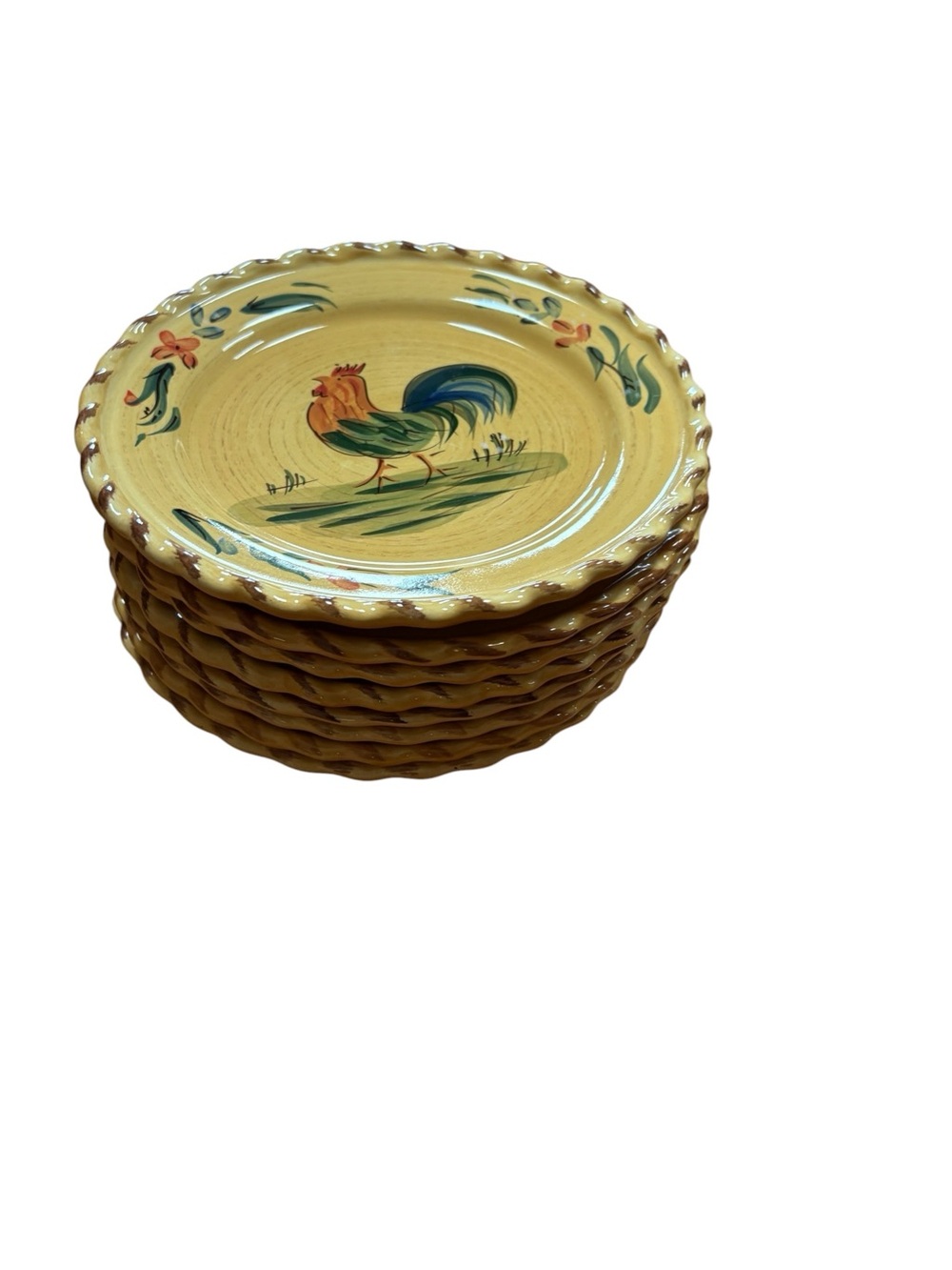 Target HOME Hand-Painted Rooster Ceramic Dessert/Salad Plates 8 3/4- Set of 8